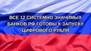 |Н. РФ| Все 12 системно значимых банков РФ готовы к запуску цифрового рубля