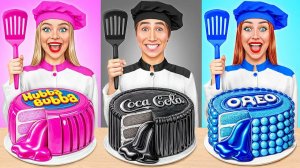 Розовая VS Черная VS Синяя Еда Кулинарный Челлендж _ Смешные Моменты от Multi DO