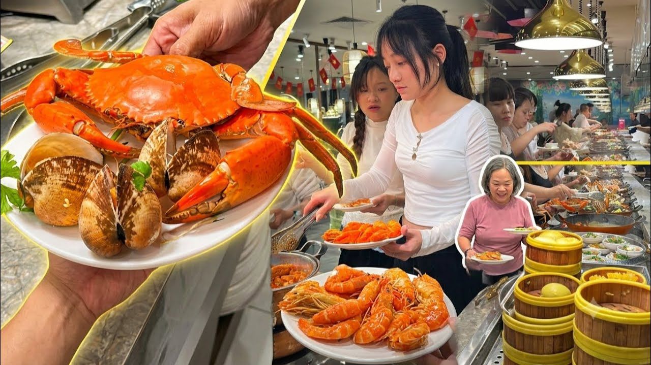 Шведский стол с морепродуктами за 20 долларов