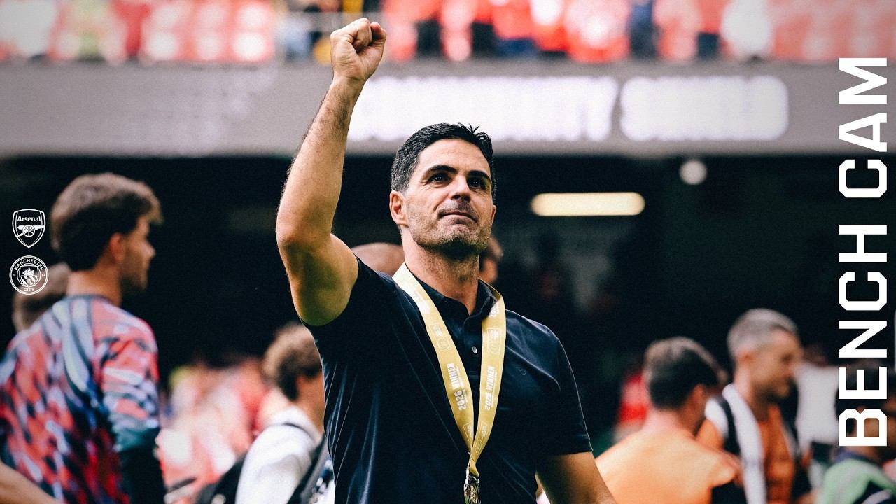 BENCH CAM | Arteta Reacts To Community Shield Victory  | Arsenal V Manchester City (3-0)