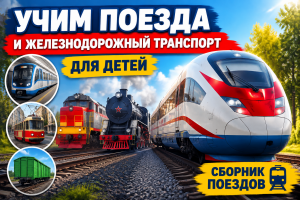 Учим поезда и железнодорожный транспорт для детей