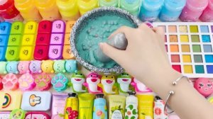 🍿 ASMR слайм видео 🌈 DIY Радужный Китти облачный слайм с косметикой