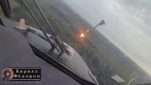 Взгляд из кабины вертолета Ка-52 на перехват БПЛА.