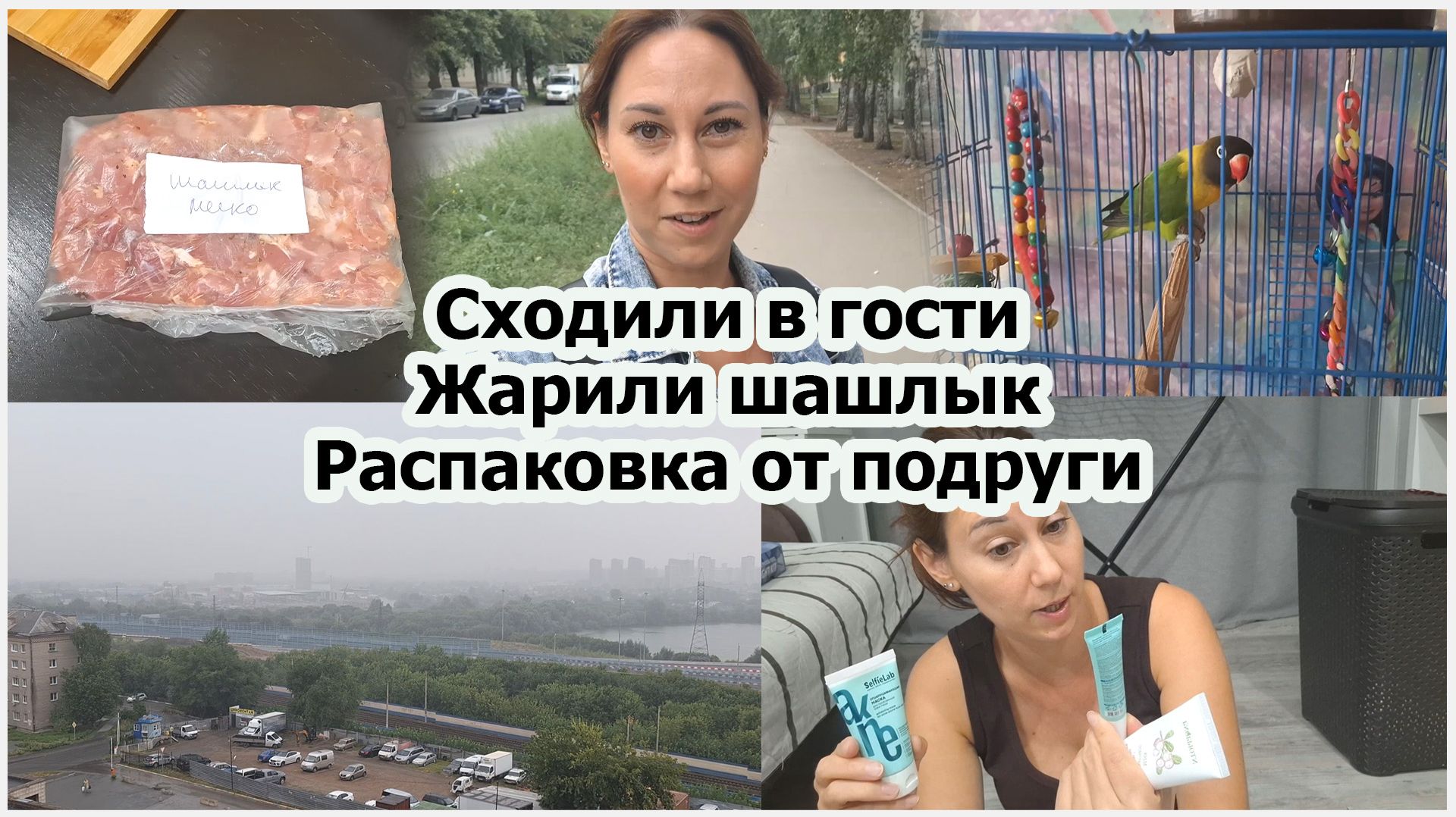 Сходили в гости. Жарили шашлык. Распаковка от подруги
