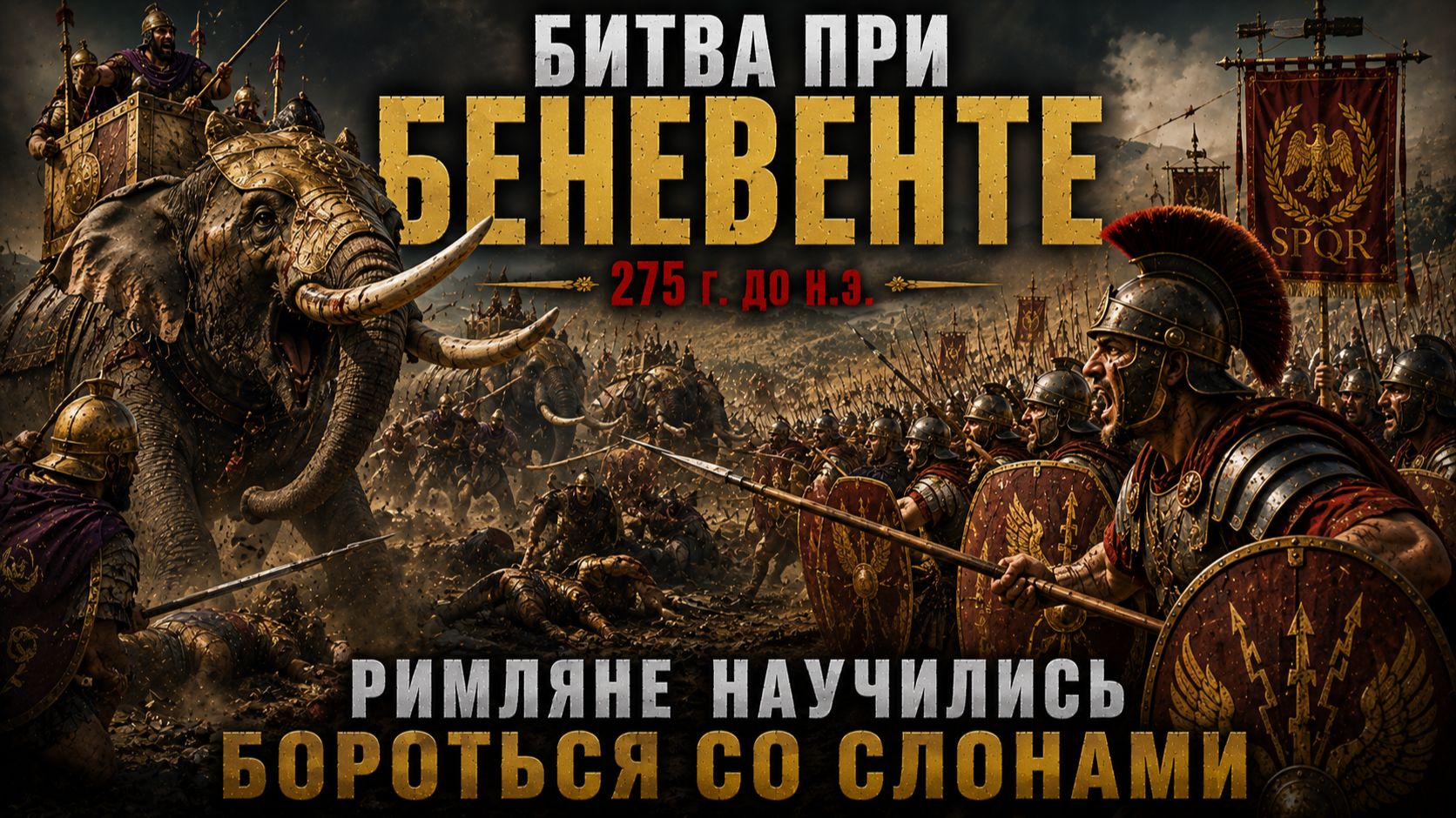Битва при Беневенте 275 г. до н.э.  Римляне научились бороться со слонами