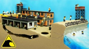 Цунами разрушает тюрьму строгого режима LEGO — эксперимент с прорывом плотины