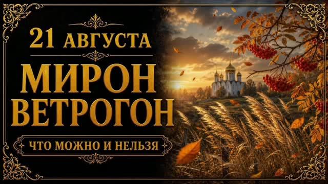 21 АВГУСТА — МИРОН ВЕТРОГОН | НАРОДНЫЕ ПРИМЕТЫ, ПОВЕРЬЯ, ЧТО МОЖНО И НЕЛЬЗЯ ДЕЛАТЬ