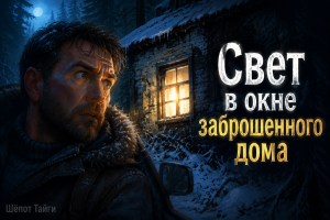 Свет в окне заброшенной деревни среди тайги