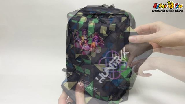 Рюкзак Huntrix K-Pop Demon Hunters с сумкой и пеналом в наборе геометрическим цветным принтом для школы и прогулок черный - видео