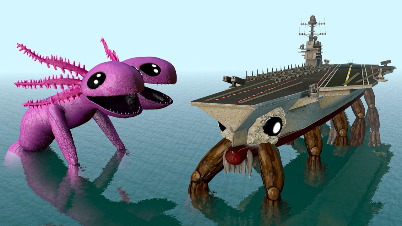 НОВЫЙ ДУАЛОТЛЬ (АКСОЛОТЛЬ) ПРОТИВ НОВОГО КРАБОНОСЦА USS ABRAHAM LINCOLN! — Морские монстры