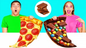Челлендж. Шоколадная Еда vs Настоящая еда # Смешные Рецепты с Едой от Fun Challenge