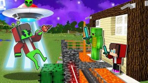против инопланетянина Майнкрафт Minecraft!