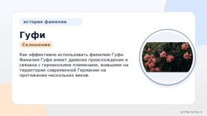 Фамилия Гуфи: происхождение, значение и склонение
