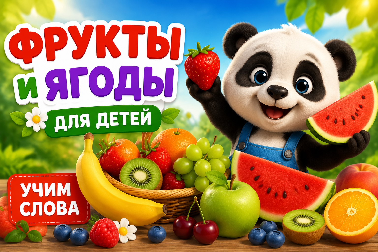 Фрукты и ягоды для детей — развивающий мультфильм, учим слова