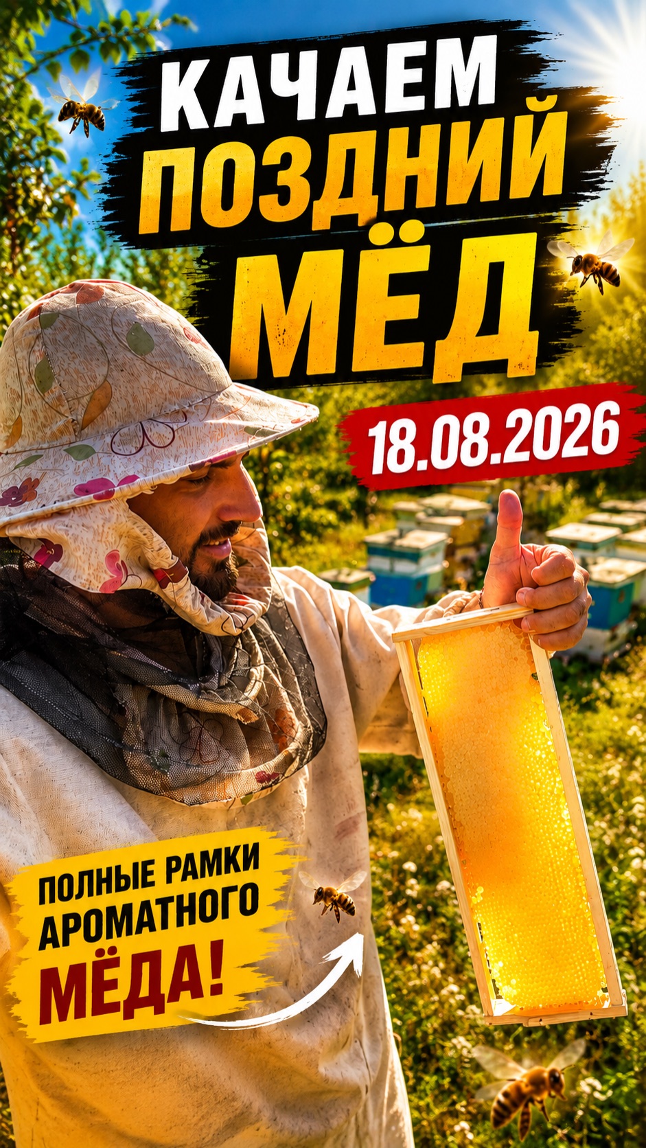Качаем поздний мёд с подсолнечника. 18.08.2026