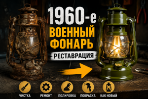 Реставрация ржавого военного фонаря 1960-х годов