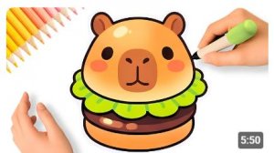КАК НАРИСОВАТЬ ПРОСТОЙ КАВАИ-КЭПИБУРГЕР КАПИБАРА 🍔🧡 КАПИБАРА