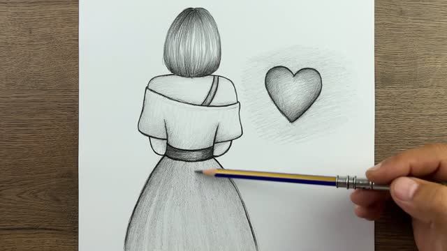 Как нарисовать красивую девушку со спины — Пошаговое рисование красивой девушки — Для начинающих