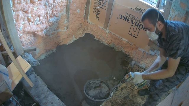 12. Заканчиваем заливку полов по грунту, делаем вентиляцию, канализацию и приступаем к отделке бани