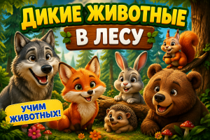 Дикие животные в лесу — развивающий мультфильм для малышей