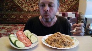 Гречка по купечески.Мукбанг,еда на камеру