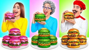 Радужная VS Шоколадная VS Розовая Еда Кулинарный Челлендж _ Кулинарная Битва с Едой