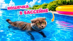 КОШЕЧКА БАТТЕРС ПЛАВАЕТ В БАССЕЙНЕ - СБОРНИК | Кот Баттерс