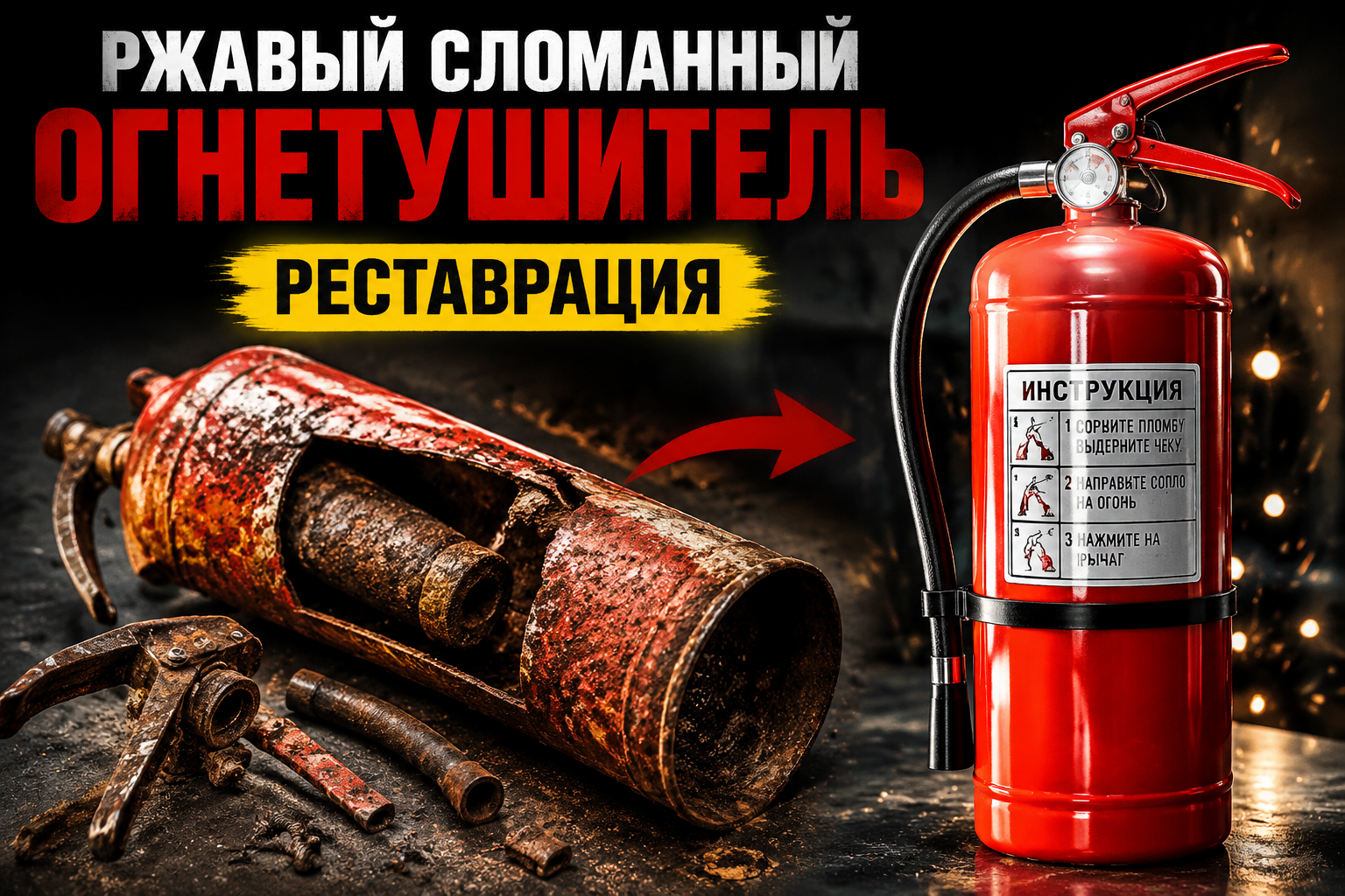 Реставрация ржавого старинного огнетушителя Pyrene