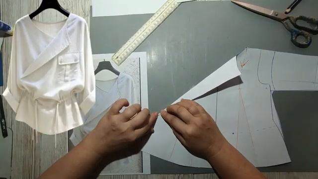 Моделирование. Блуза-жакет с асимметричным запахом и кулиской в стиле сафари-бохо. Выкройка № 2192.