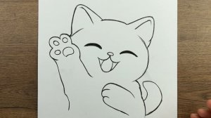 Как нарисовать кошку - Милый рисунок кошки - Пошаговое рисование для начинающих - Простой рисунок