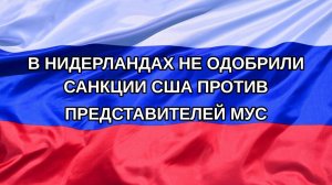 |Н. РФ| В Нидерландах не одобрили санкции США против представителей МУС