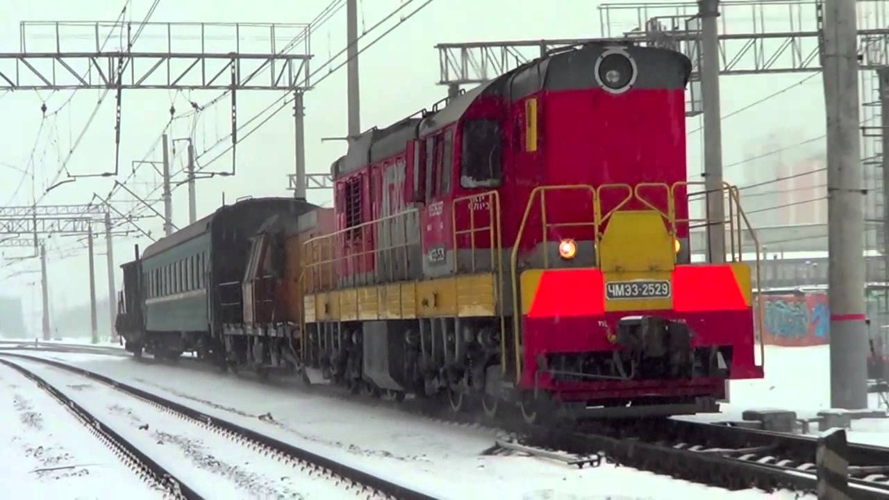 ЧМЭ3-2529 с рельсосварочной машиной ПРСМ4-108