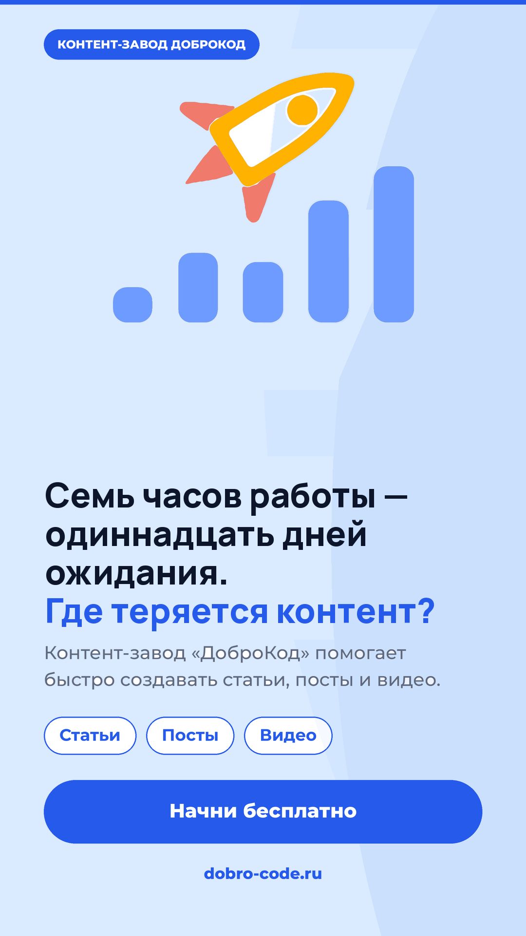 Семь часов работы — одиннадцать дней ожидания. Где теряется контент?