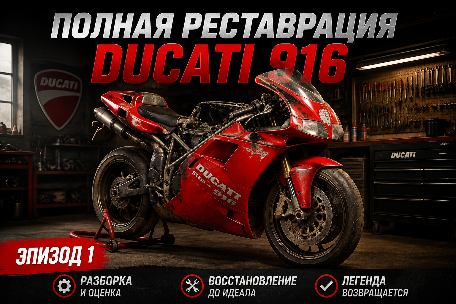 Полная реставрация Ducati 916 Superbike — эпизод 1