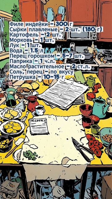 Суп из индейки с плавленым сыром