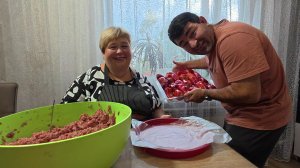 Что мы заготовили впрок из большего количества  перца ? Тушёная  капуста с индейкой.