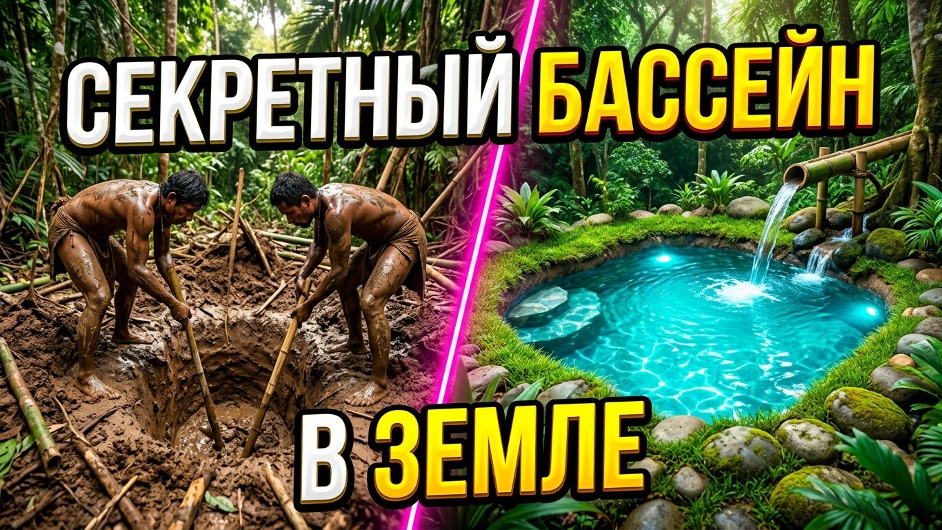 🏊 СЕКРЕТНЫЙ ОАЗИС: Строим мини-бассейн под землей с бамбуковым водопроводом 🌴