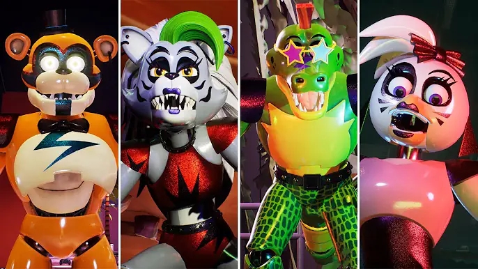 FNAF Security Breach - All Retexture Animatronics Boss Fights Vgaming