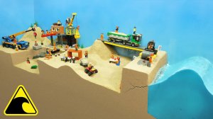 Цунами разрушает строительную площадку LEGO — эксперимент с прорывом дамбы
