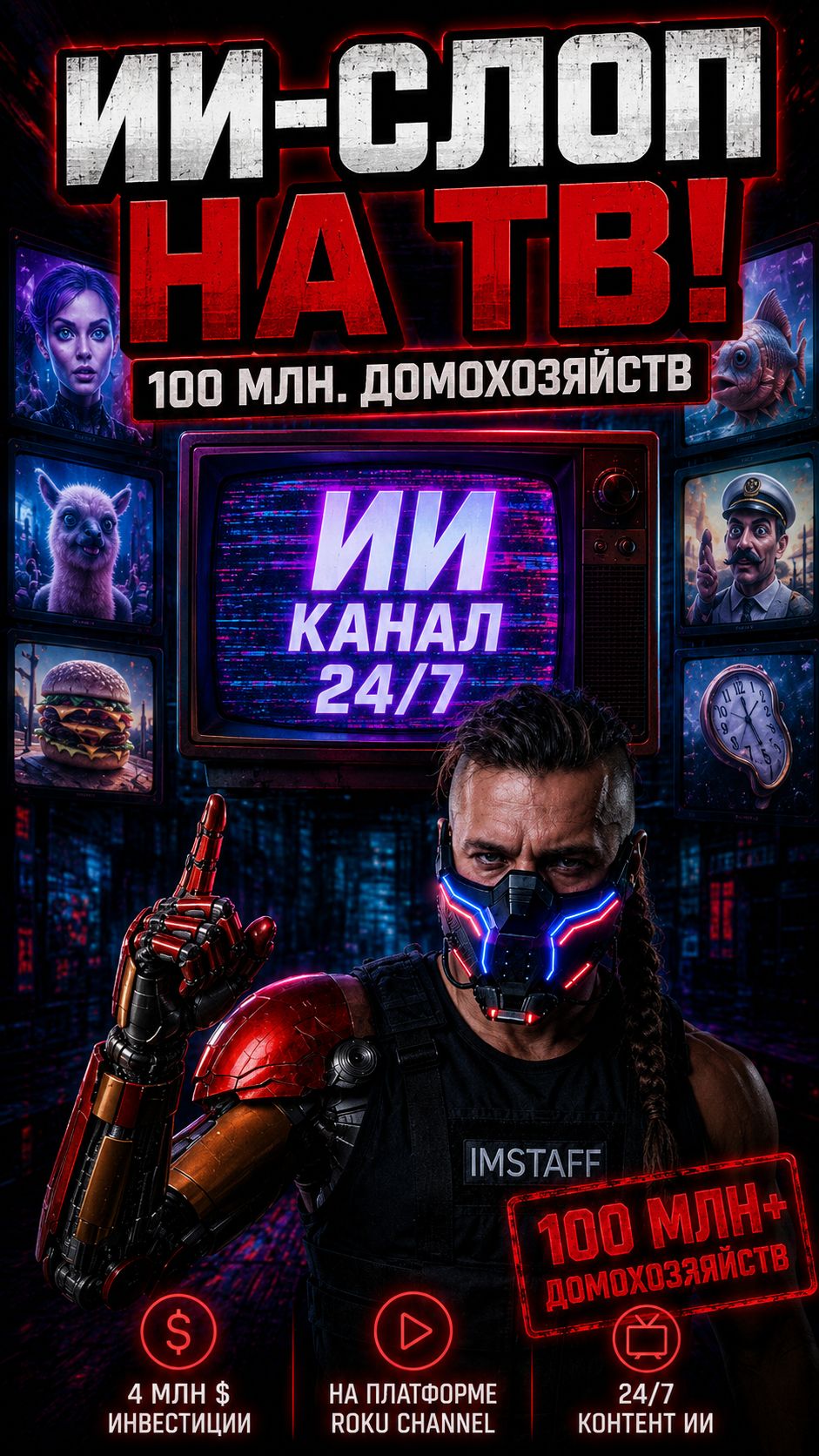 ИИ захватил ТВ канал без живых людей на Roku #ии #нейросети #тв #roku #технологии
