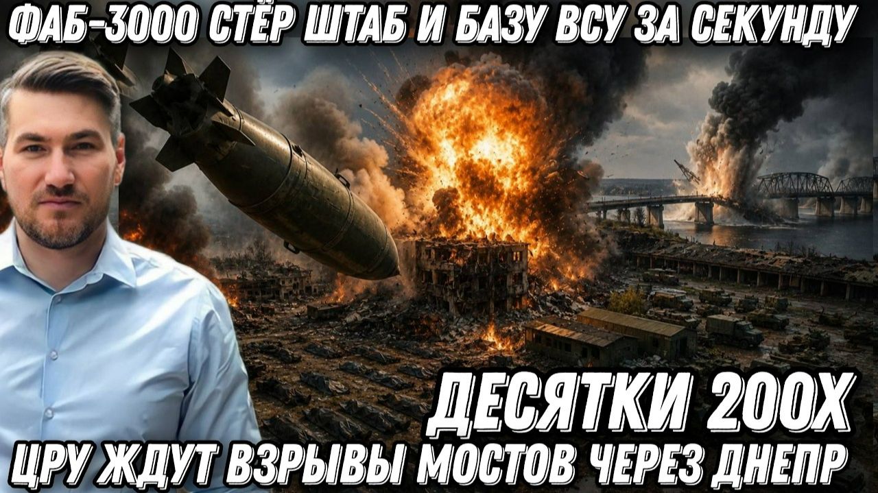 Десятки 200х. ФАБ-3000 стёр штаб и базу ВСУ за секунду. Горят ТЭЦ ЦРУ ждут взрывы мостов через Днепр