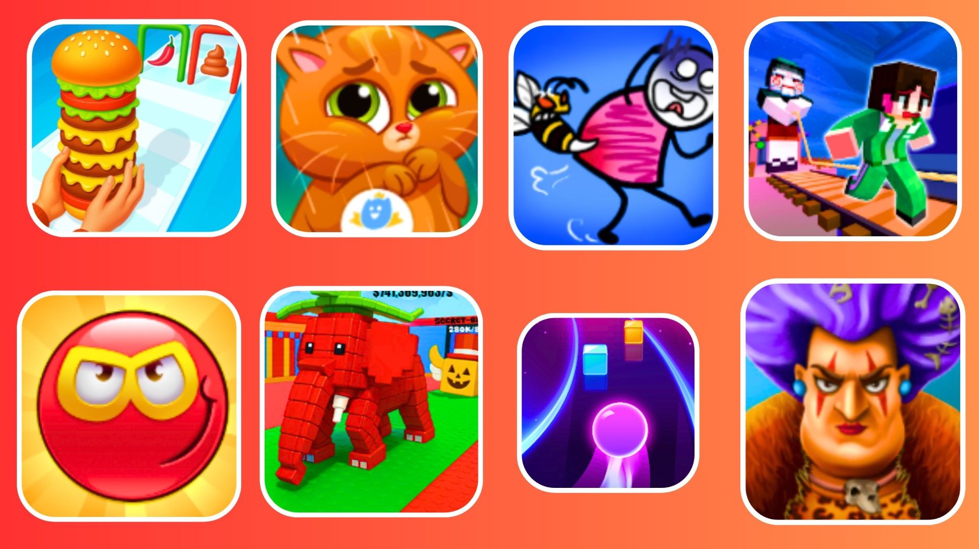 Burger Master & Red Ball & Bubba & Help Me & Tiles Hop & Вредная Училка & Run 456