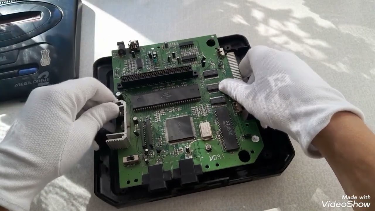 Простой ремонт Sega Mega Drive 2 с платой MD8A
