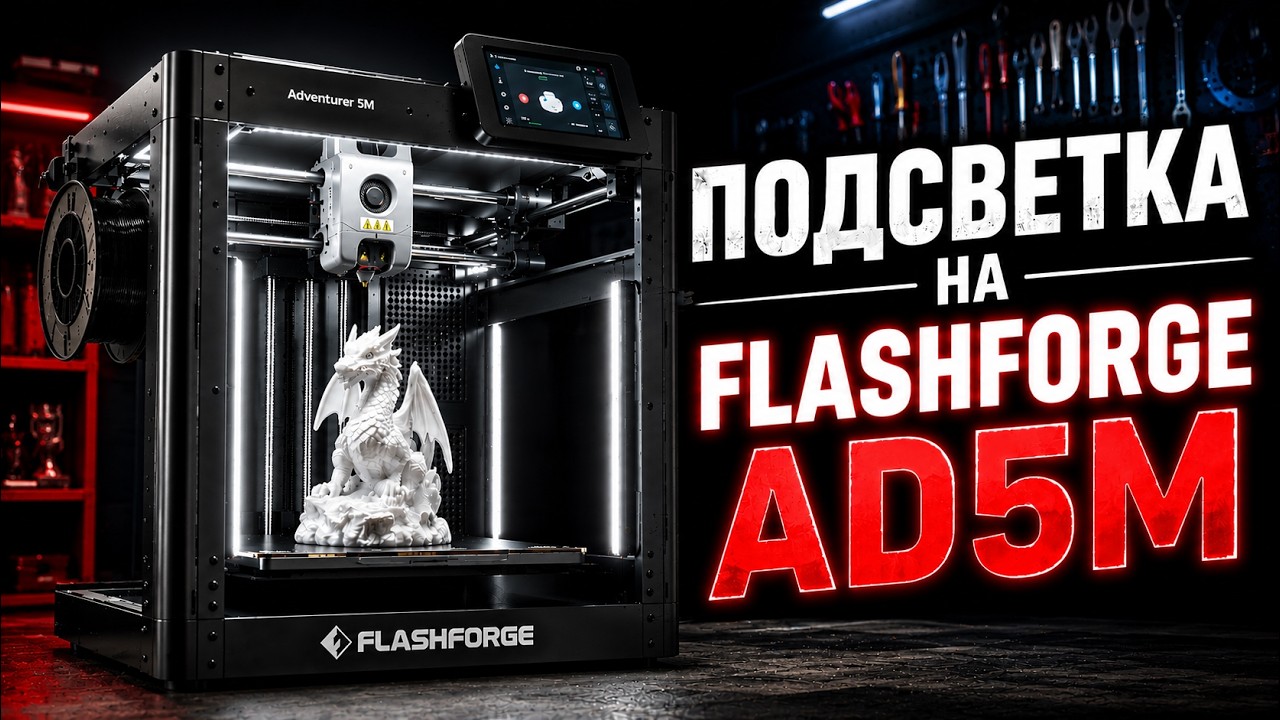 Установка подсветки на принтер Flashfordge Ad5m Adventurer 3d принтер 3d печать