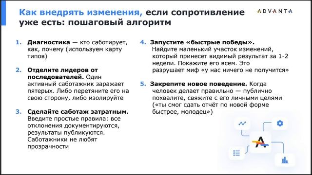 Вебинар Change Management на практике: как гасить саботаж при внедрении методологии и реорганизации