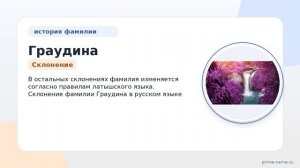 Фамилия Граудина: происхождение, значение и склонение