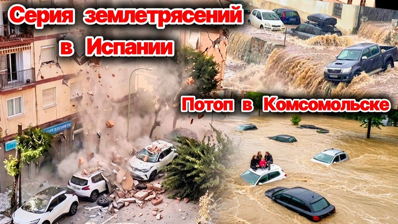 ЧП❗ Новая серия землетрясений в Испании❗  Комсомольск затопило после ливня❗ Сели и оползни в Чили❗