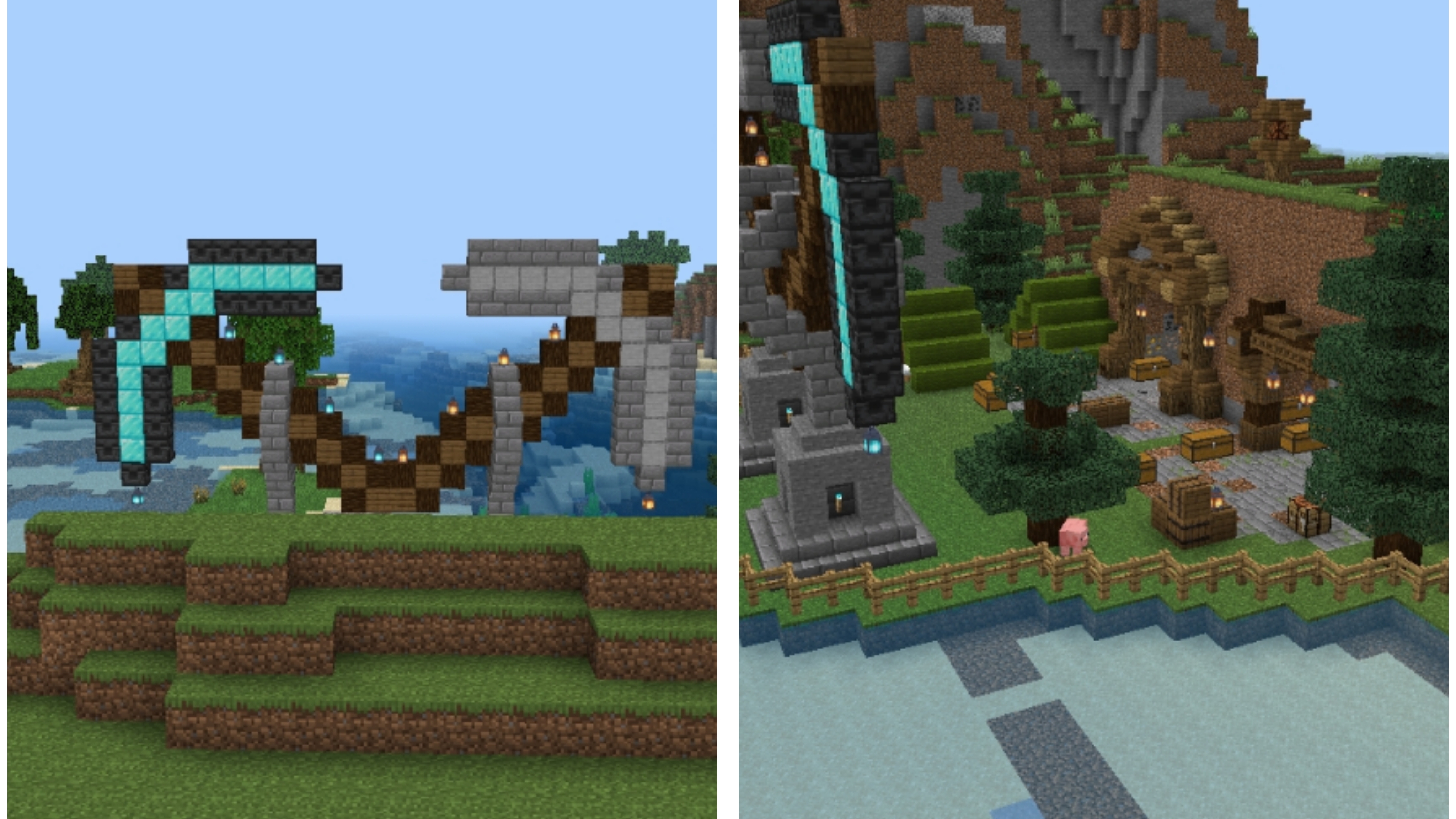 как построить декор возле шахт в Minecraft 2часть (финал)