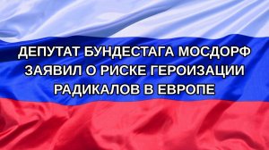 |Н. РФ| Депутат Бундестага Мосдорф заявил о риске героизации радикалов в Европе