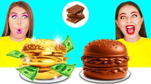 Челлендж. Шоколадная Еда vs Настоящая еда # Фантастические Лайфхаки с Едой от Fun Challenge